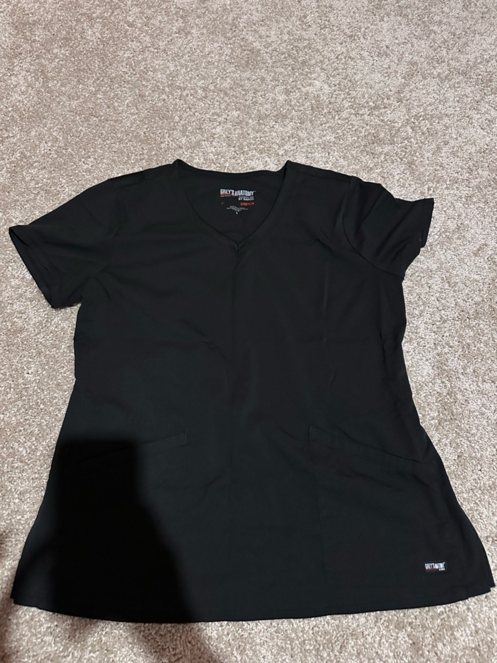 Grey's Anatomy Black V-Neck Medical Scrub Top